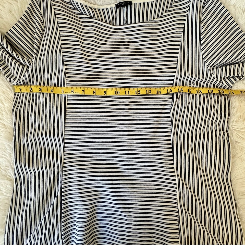 Talbots Black White Striped 3/4 Sleeve Cotton Top Plus Size 1X Casual Classic - Picture 5 of 9